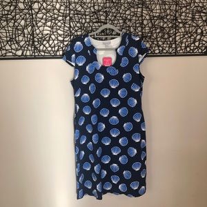Sunsets & Sweet Tea Navy with Blue Seashells The Anywhere Dress